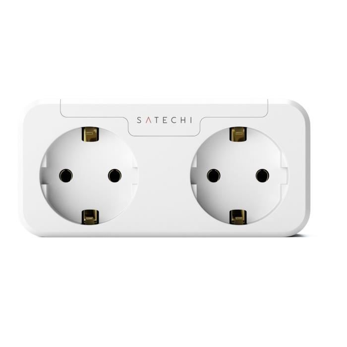Prise double - SATECHI - Homekit - Blanc - Intérieur - Prêt à poser