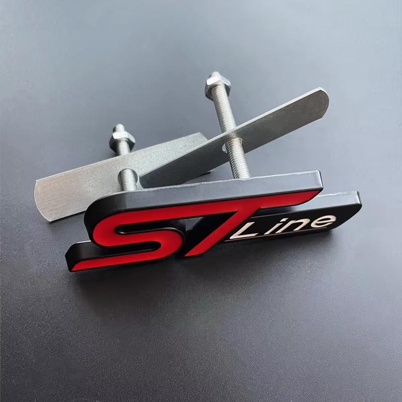 3D Metal ST Line Logo Car Front Grill Emblem Sticker Trunk Badge For Ford Kuga MK3 MK4 S Max Focus Puma Fiesta Accessories