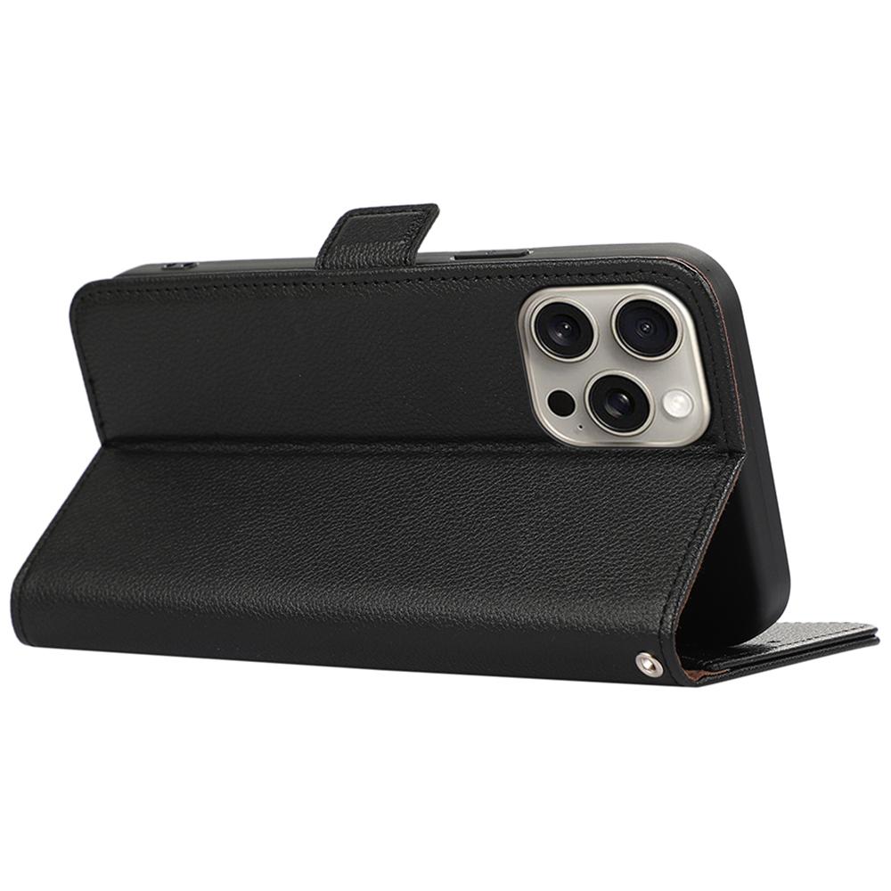 ABEEL For iPhone 14 Pro Max Case PU Leather Litchi Texture RFID Blocking Card Holder Phone Cover