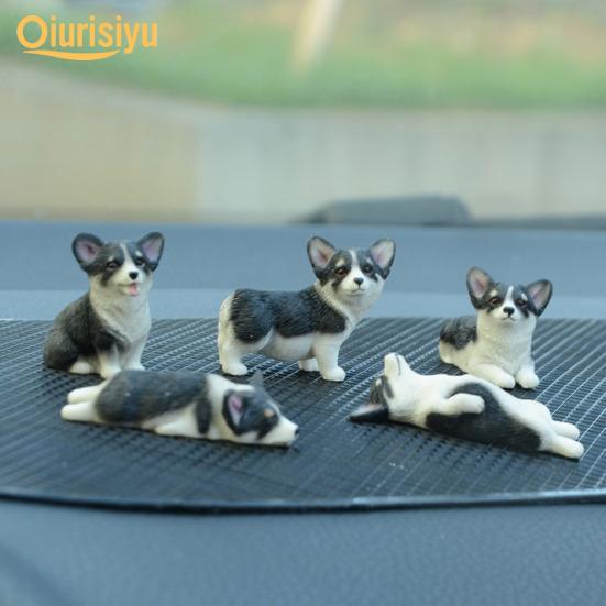 Psí figurky Atraktivní Rozkošná Póza DIY Materiál Zahradní Ozdoba Figurka Miniaturní Corgi pro Kancelář