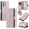 For Samsung Galaxy A52 4G/5G/A52s 5G Leather Case Rhombus Grid Phone Cover with 2 Straps