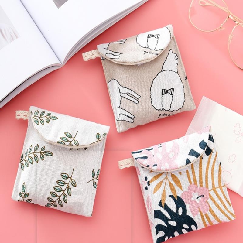 Cute Tampon Storage Bag Women Sanitary Pad Pouch Napkin Makeup Bag Organizer