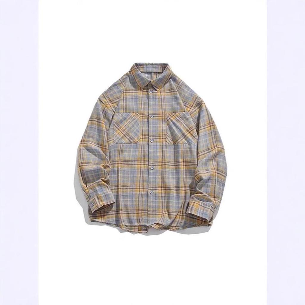 Unisex Retro Plaid Long Sleeve Shirt Jacket - Trendy Casual Style for Spring