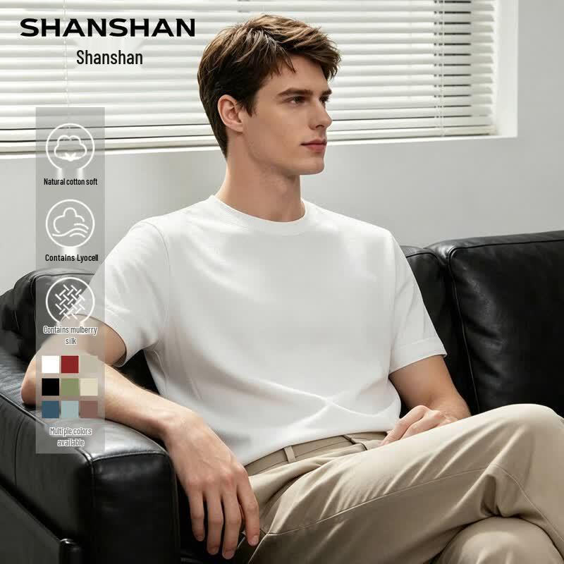 SHANSHAN Men s Short Sleeve Knit T-Shirt 2XL