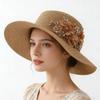 202604-shi Chic Ins Summer Drill Flower High Quality Encrypted Weave Paper Grass Grace Lady Fedoras Cap Women Leisure Panama Hat