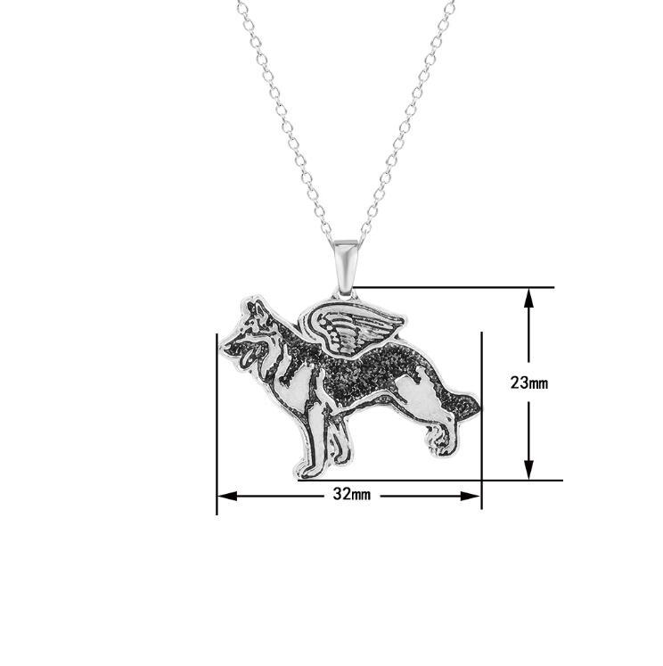 German Dog Shepherd Angel Puppy Animal Necklaces Pendants Gift for Women Chain Necklace