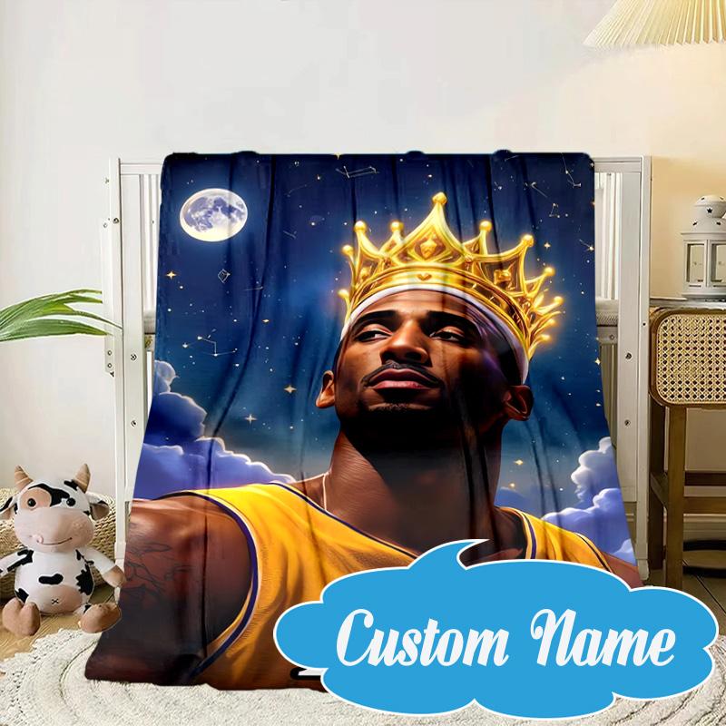 Custom Name Basketball Player Action Blanket Bed Sofa Blanket Flannel Blanket for Camping, Hiking, Picnic Essentials,gift for Fan Family