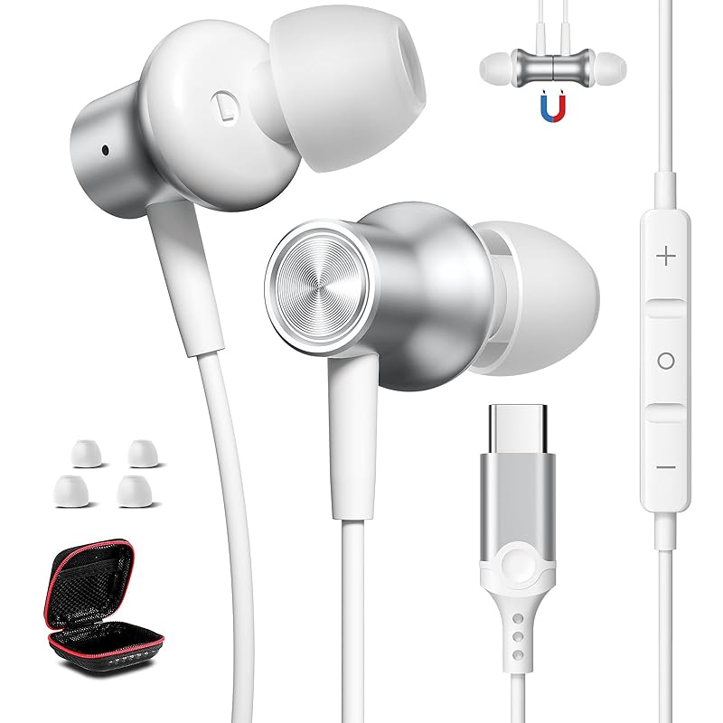 type c earphones wired Compatible iPhone16 earphones Call available magnetic design Compatible iPhone15 Pro max/iPad 10 Mini 7 6/iPad Pro/samsung