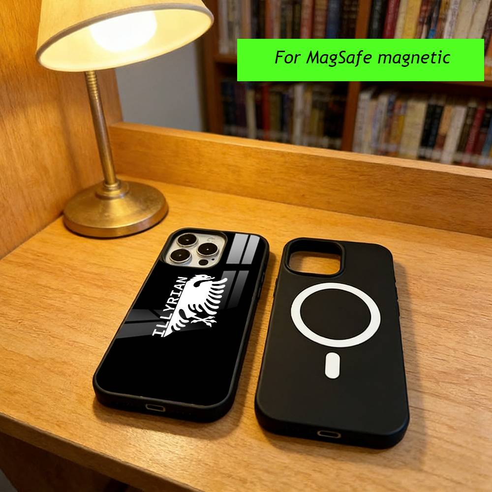 A-Albanian Flag Eagle Phone Case For iPhone17,16,15,14,13,12,11 Plus,Pro Magnetic with Magsafe Wireless Charging iPhone11PRO