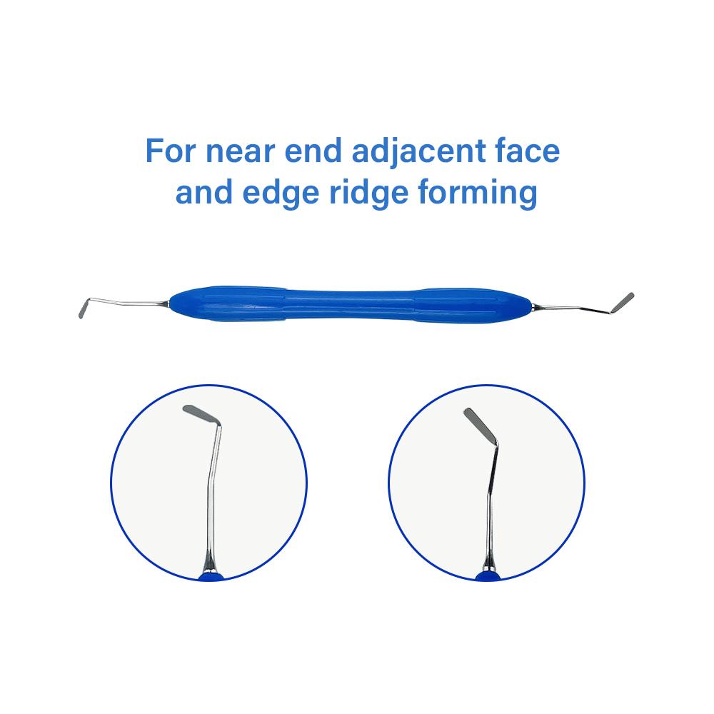 Tannlege Dobbeltsidig Rustfritt Stål Resin Fyllersett Kompositt Resin Fyllspatel Silikonhåndtak Tannlege