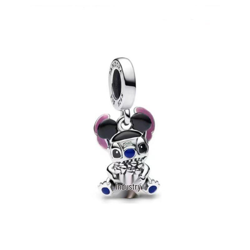 Pandora 925 Sterling Silver Mickey & Minnie Train Charm Beaded Bracelet Pendant