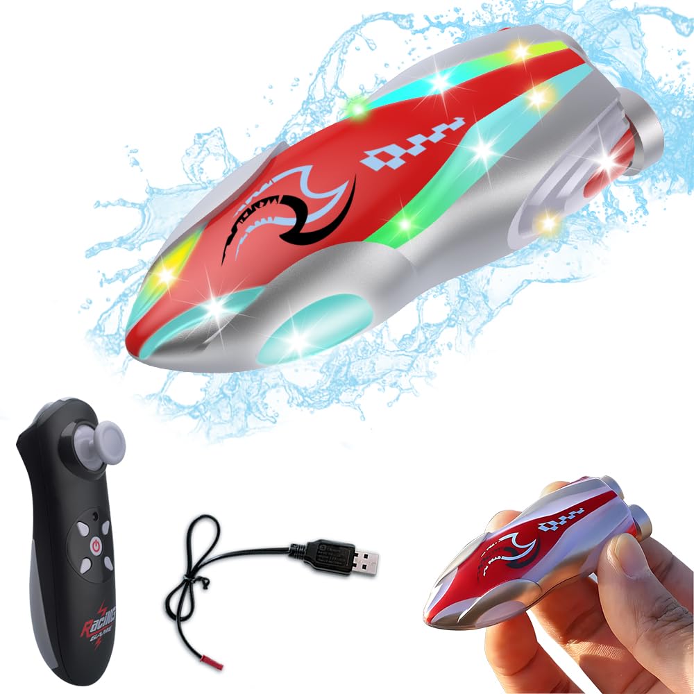 

7JI Радиоуправляемая лодка Лодка с дистанционным управлением Радиоуправляемая игрушка Маленький корабль Радиоуправляемое всенаправленное вращение Светодиодная подсветка Игрушка Дистанционное управление Мероприятия День рождения