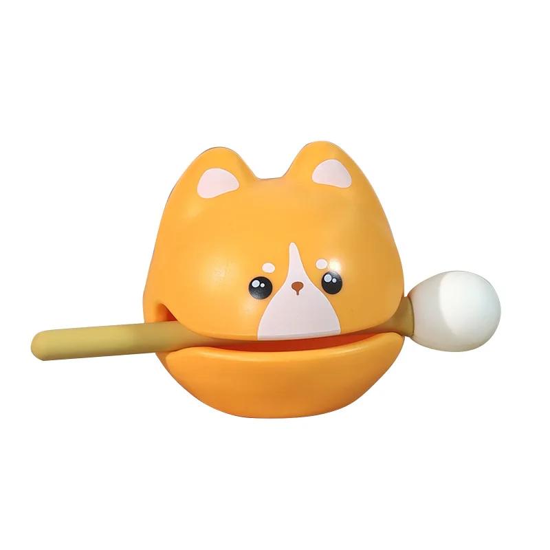 1PC Cute Cartoon Wooden Fish Funny Decompression Toy Soundmaking Percussion Instrument Fortunate Wooden Fish Cat Figurines Decor