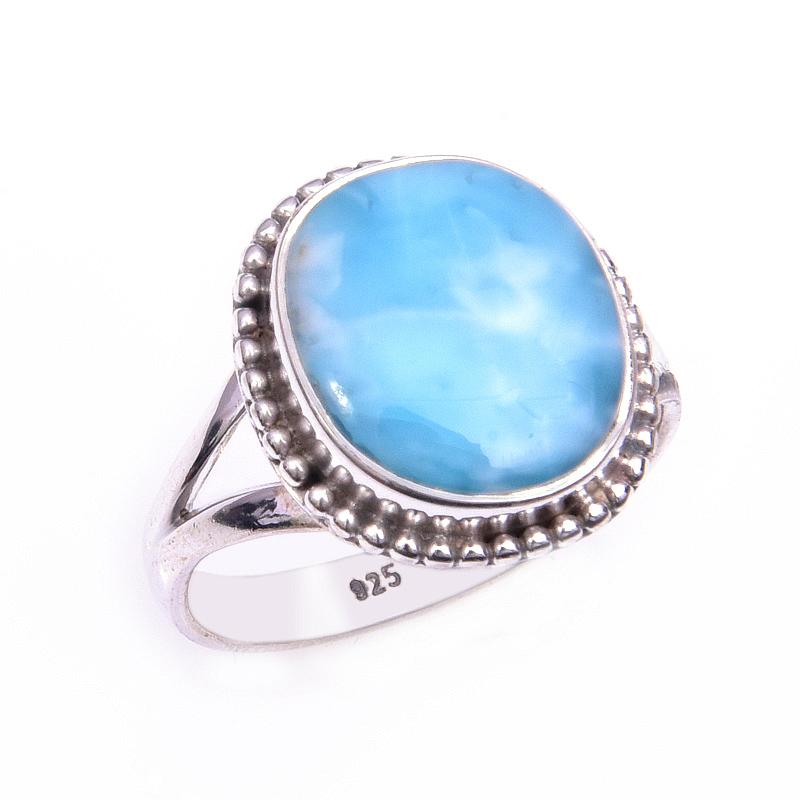 Natural Republic Larimar Gemstone 925 Solid Sterling Silver Gift Ring S.9 P7V38