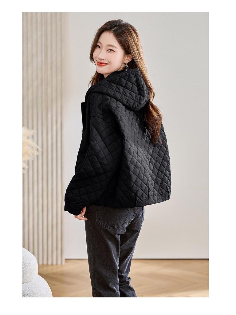 2024 Women's Winter Plaid Cotton-Padded Jacket - Petite Fit, Short Style