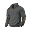 Men's Casual Sports Sweatshirt Jacquard Small Checkered Stand Collar Half Zipper Solid Color Loose Top