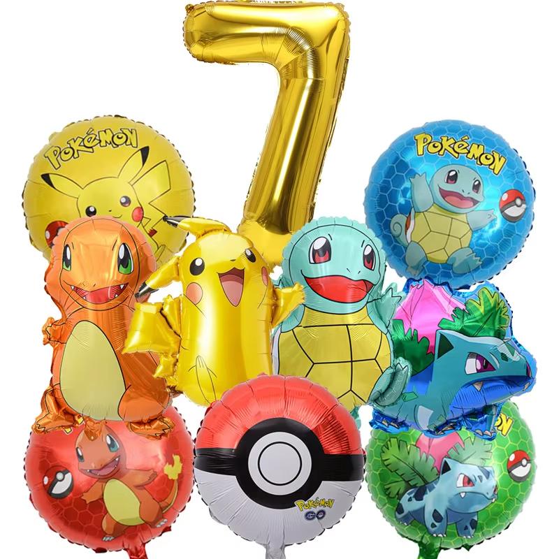 Balloon Monster Set Birthday Party Decoration Aluminum Film Balloon Vibrant Multi-Colored Balloon Pikachu Children'S Party Supplies