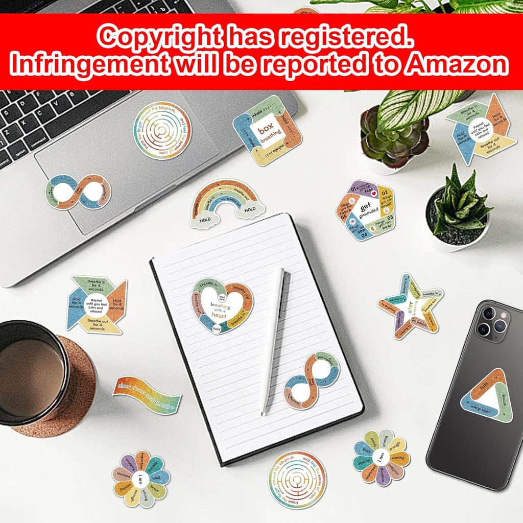 75Pcs Calm Stickers for Anxiety Sensory Textured Sensory Stickers Anti Stress Anxiety Relief Items Boho Calm Sticker Bulk Waterproof Fidget Adults