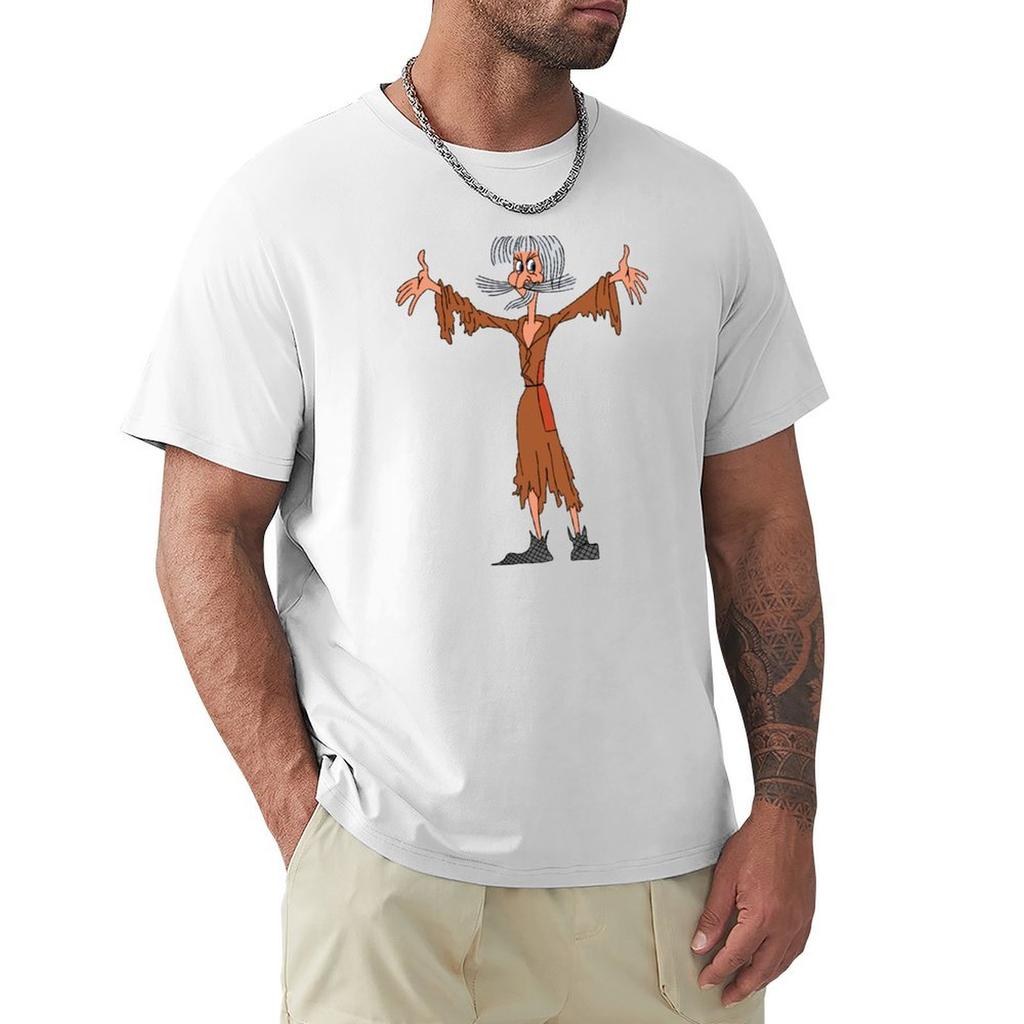 Catweazle Cartoon TShirt Work Basic Short Sleeve Top