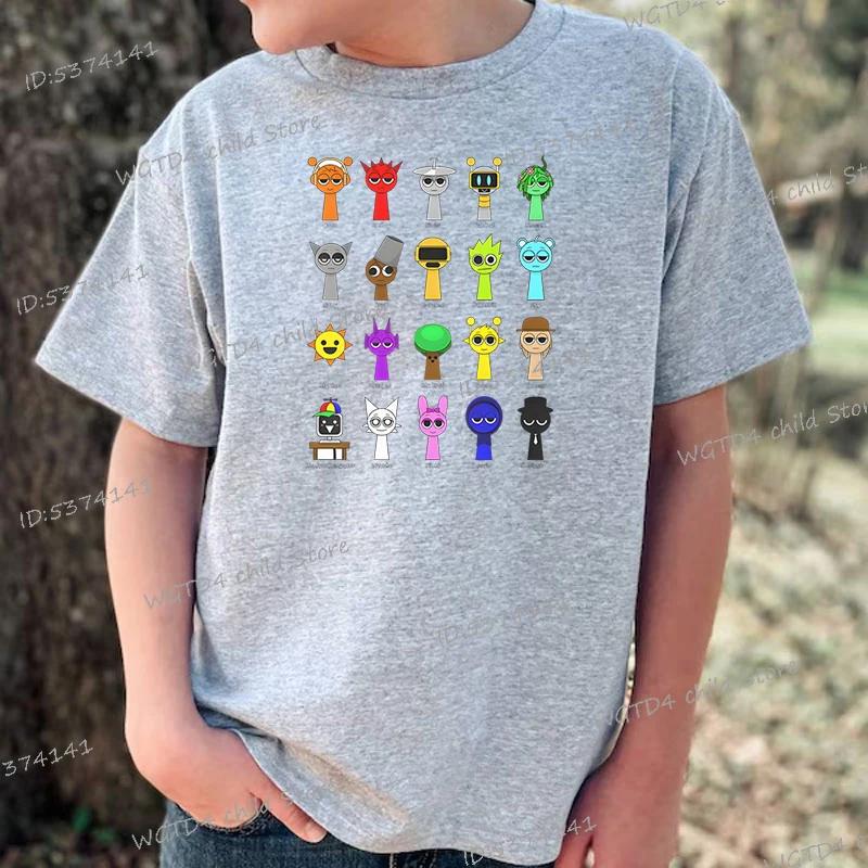 Nuova T-shirt Sprunki per Bambini Cartone Animato Gioco Sprunki Stampata Top Magliette Ragazzi Ragazze Casual Manica Corta T-shirt Estate Abbigliamento per Bambini