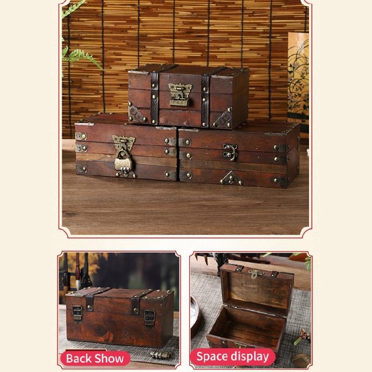 Multipurpose Decorative Jewelry Box With Compartment Dividers Safe Key Lock Wood Storage Cabinet