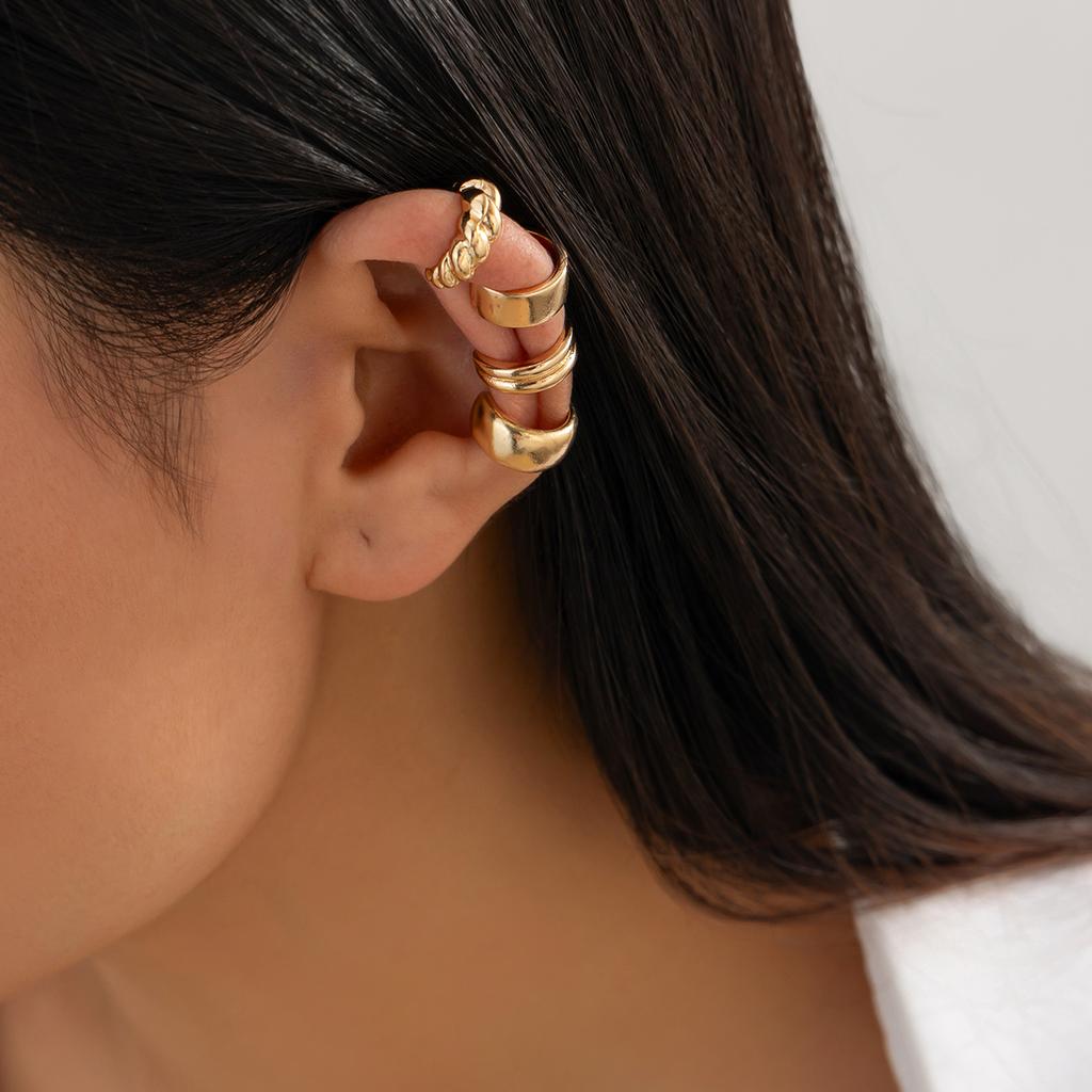 Ingemark 4Pcs/Set Small Mini C Shape Round Ear Clip Earrings for Women Trendy Charms No Piercing Cuff Earrings Daily Jewelry New