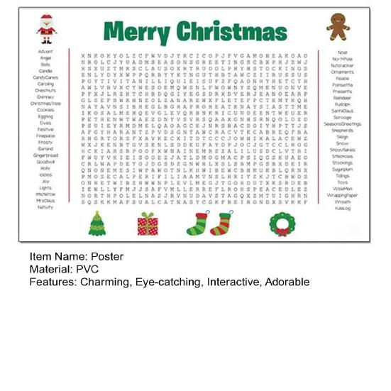 Plakat Rozmiaru Plakatu Wyszukiwanka Dziękczynienie Boże Narodzenie Wyszukiwanie Słów Plakat Gigantyczny 36"X22" Gra Ścienna dla Rodzinnej Imprezy Świątecznej Aktywność