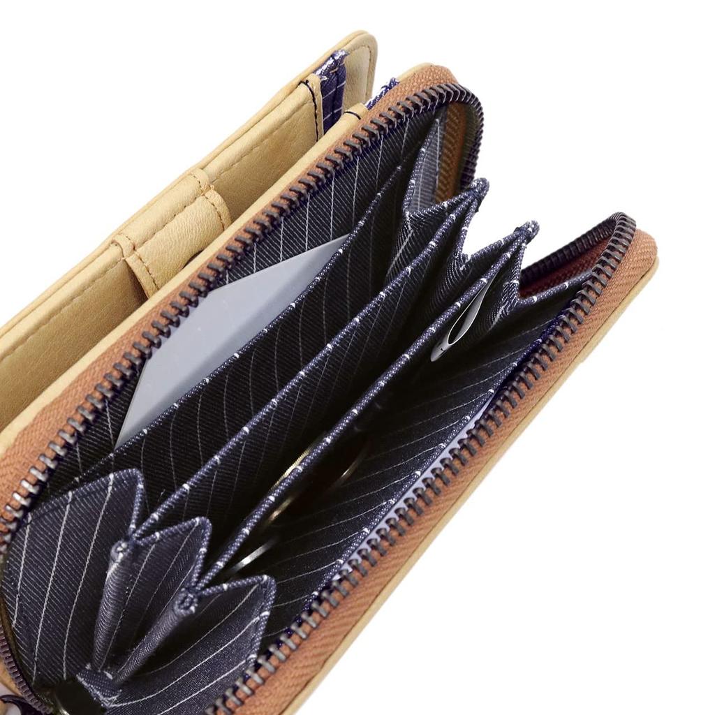 73281 Bifold Short Wallet Round Zipper Embossed Genuine Leather Black [Snoopy] Women's