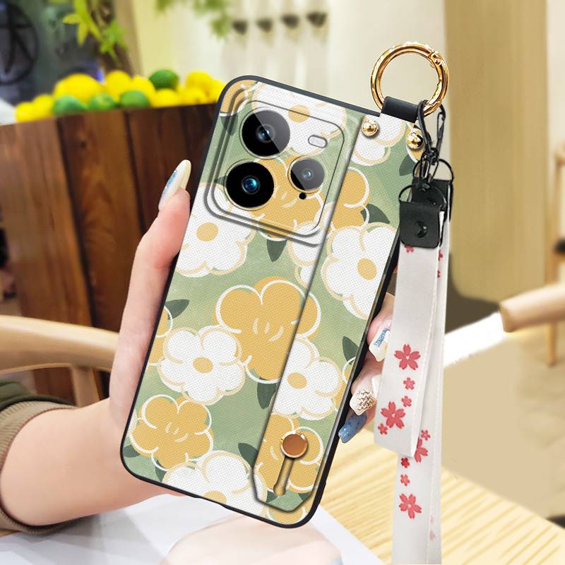 Wristband Anti-knock Phone Case For Realme GT7 Pro Kickstand Fashion Design Back Cover Phone Holder Waterproof Flower