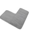 Striped L-Shaped Bathroom Floor Mat Coral Velvet Non-Slip Doormat Absorbent Foot Mat  Shower Room