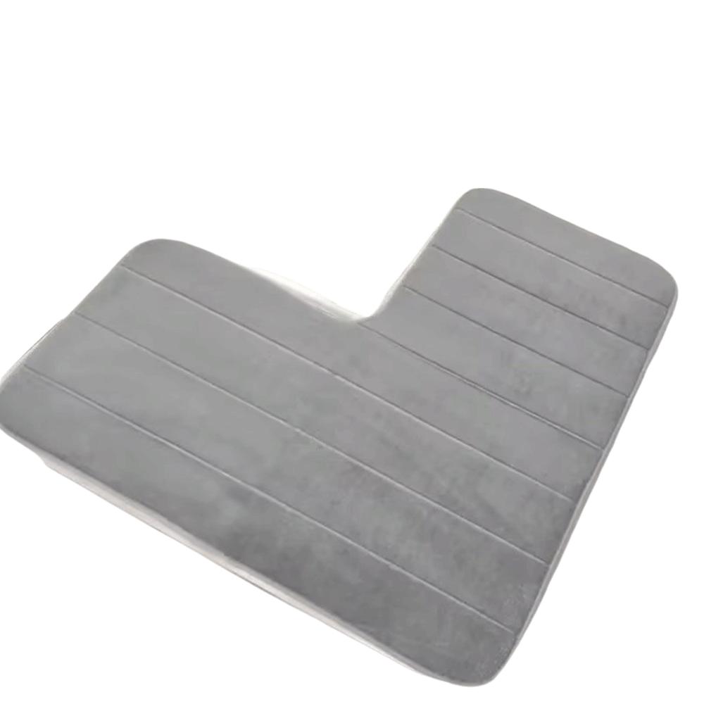 Striped L-Shaped Bathroom Floor Mat Coral Velvet Non-Slip Doormat Absorbent Foot Mat Shower Room