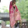 Jacquard tassel shawl spring and autumn thickened large cotton and linen women's shawl scarf dual-purpose