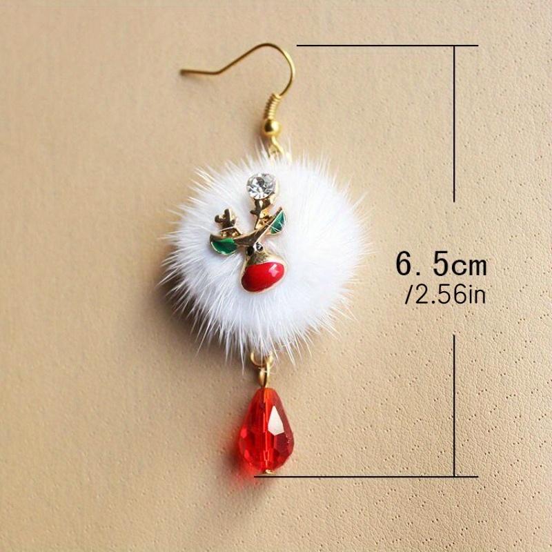 1Pair Stylish Santa Claus Jingle White Crystal Pendant Earrings for Women Christmas Gift Jewelry.