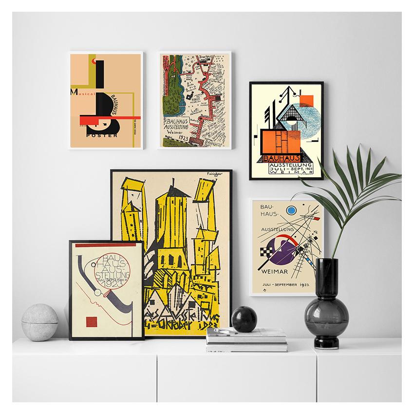1923 Weimer Exhibition Abstract Artwork Modern Art Wall Art Canvas Painting Silk Poster Home G689 Art Decor Bauhaus Ausstellung