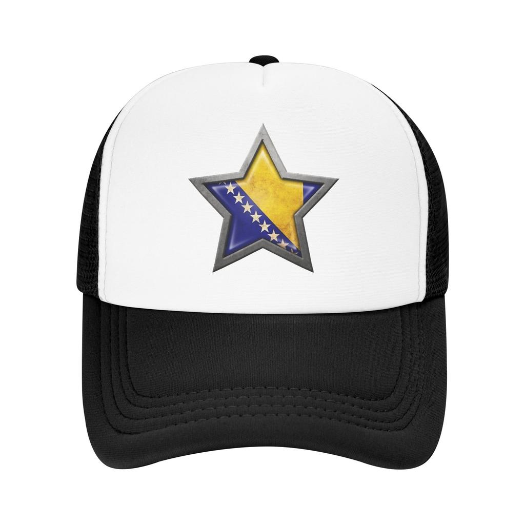 Bosnia and Herzegovina Flag Star Mesh Baseball Caps Unisex Fashion Sun Hat Hat Adjustable Summer Trucker Cap