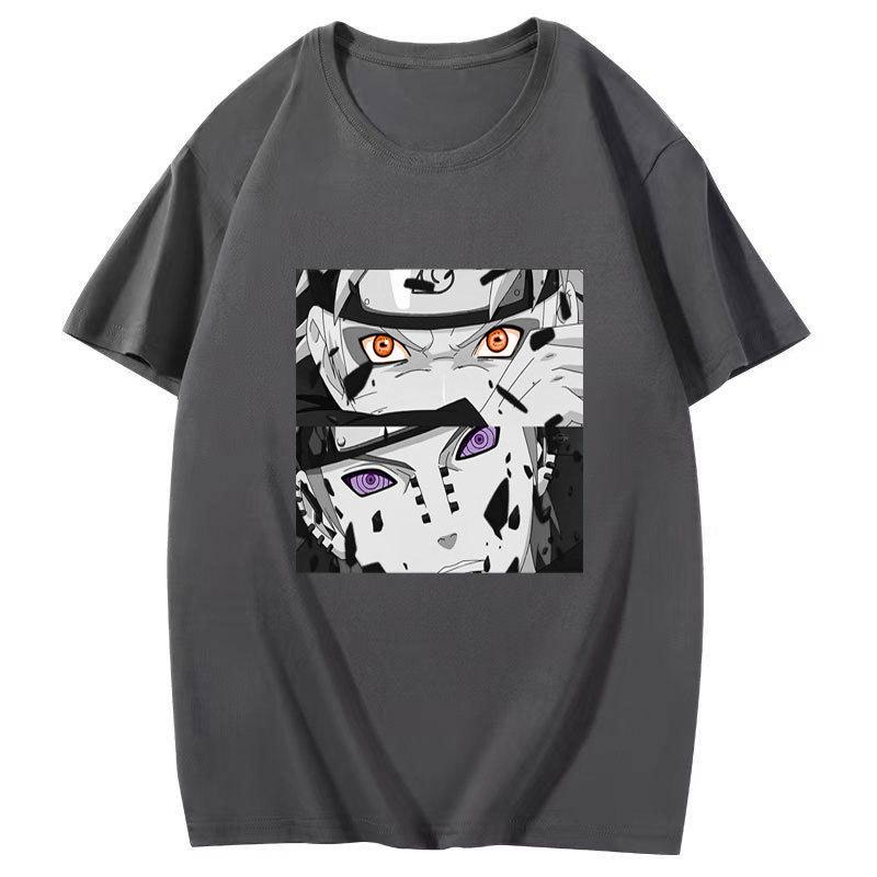 Japanese Anime Naruto Uchiha Itachi Printed T-shirt, Cotton Short Sleeve Unisex Fashion Street Couple Tops