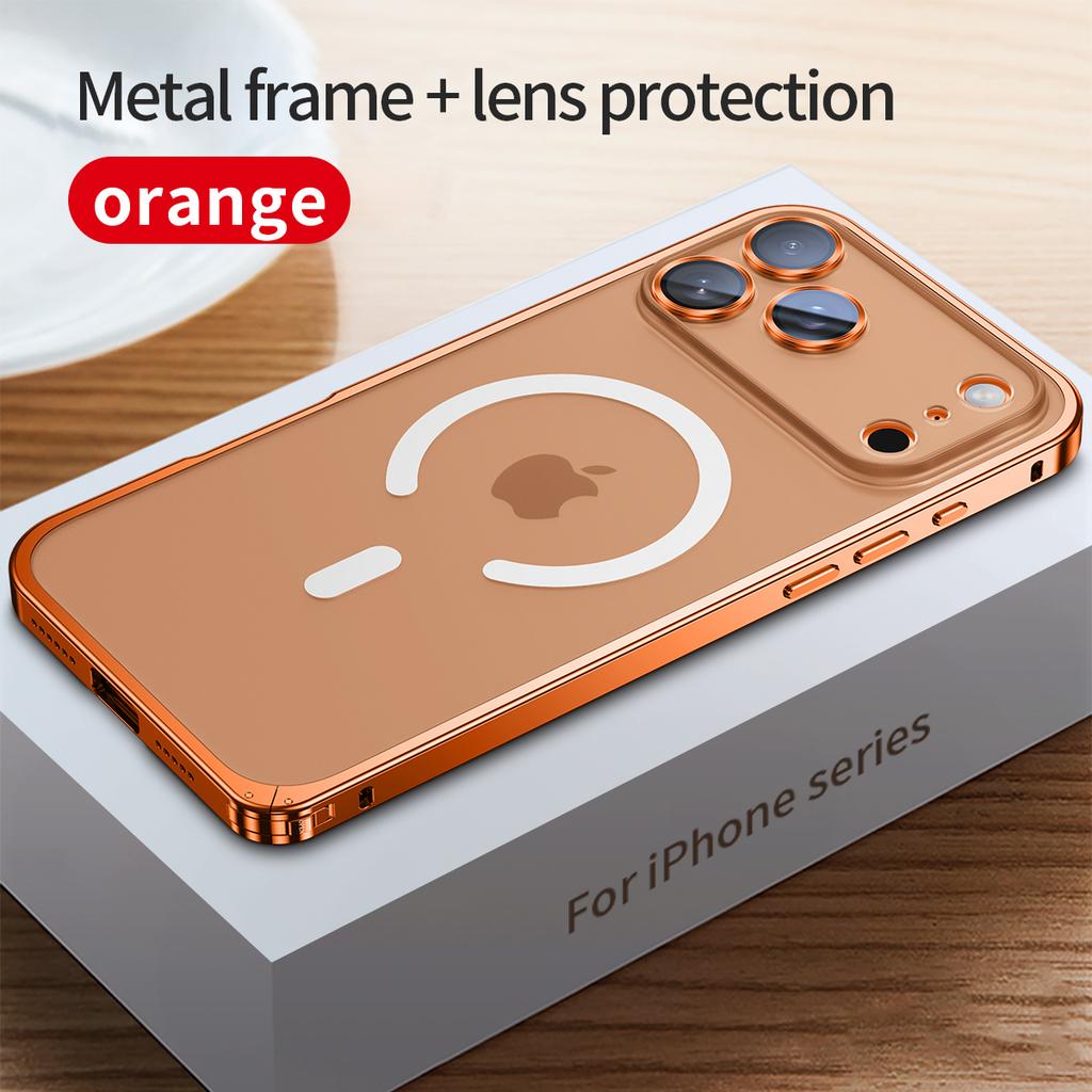 Aluminum Alloy Metal Frame Cover Lens film protection for Iphone 17 Pro Max 16 15 14 13 12 Pro Max Support for Magsafe Charging Case