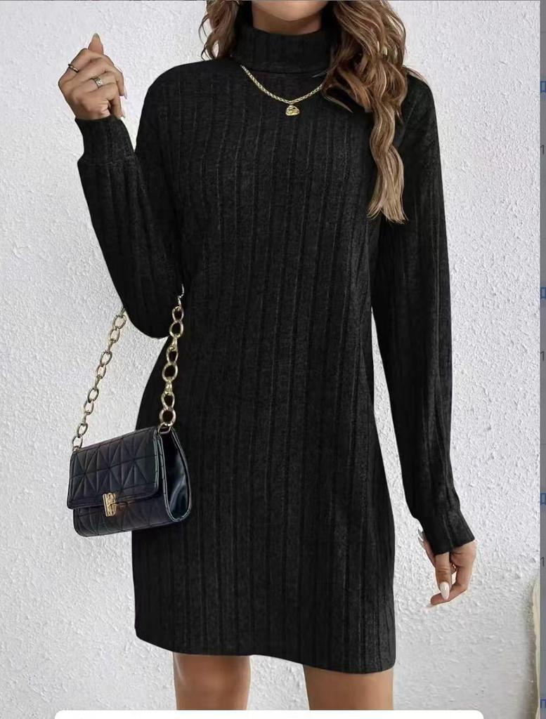 Women's 25th Anniversary High Neck Knit Dress - Autumn/Winter Fashion