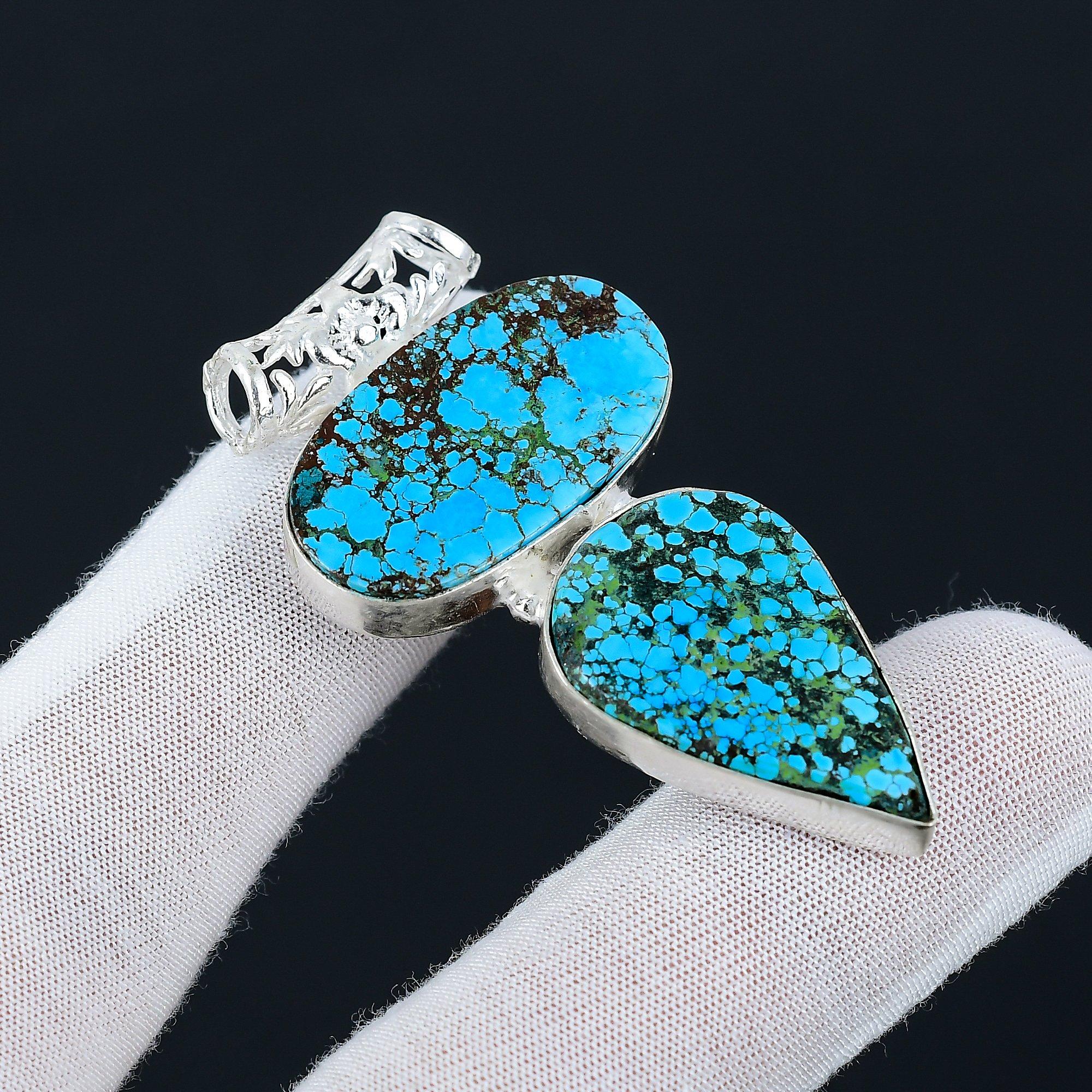 

Подвеска из стерлингового серебра 925 пробы с тибетской бирюзой, ювелирные изделия из натуральной тибетской бирюзы, ювелирные изделия ручной работы, подарки в знак благодарности