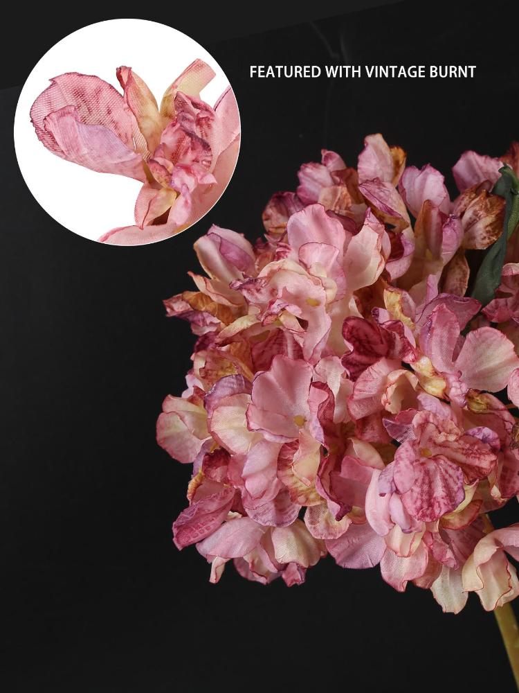 4 Pcs Large Vintage Dried Hydrangea Silk Artificial Flowers Fake Flowers Wedding Decorations for Ceremony Centerpieces Flower Craft Floral Arrangement
