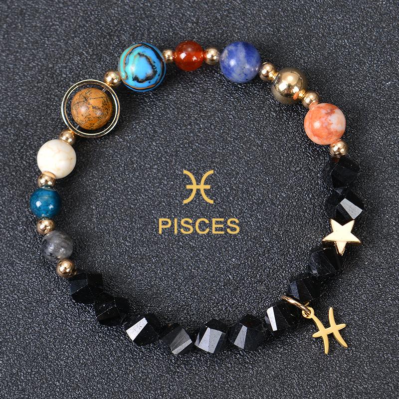 Eight major planets and twelve zodiac signs bracelet, frosted stone, bead bracelet, planets, Christmas gift, Stocking stuffers