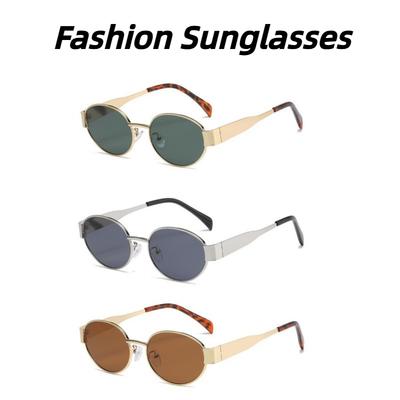 Gafas de Sol con Montura Ovalada Neutra Nuevas Moda Retro Metal Montura Completa Protección Solar Ocular para Exteriores Playa Viaje Gafas de Sol