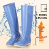 Женские 42 см Очень Высокие Нескользящие Утолщенные Водонепроницаемые Резиновые Сапоги для Путешествий, Уборки Столовой и Модной Носки