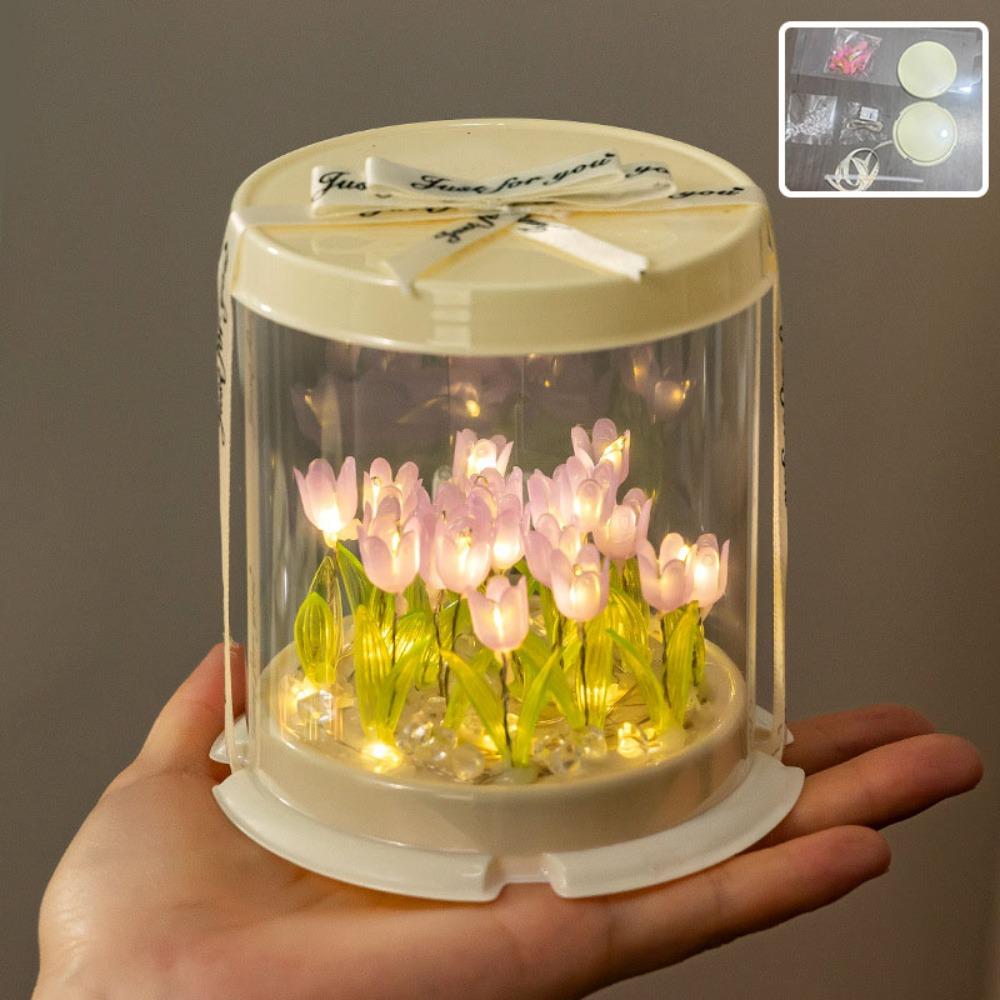 

Handmade Cake-shaped Lights DIY Small Night Lamp New Mini Tulip Night Light Materials Home Decor Purple