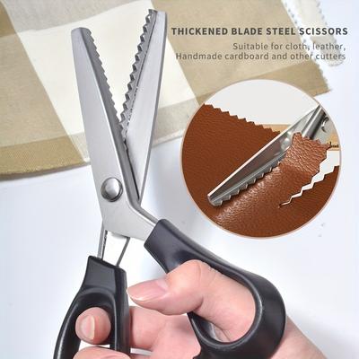 Un par de tijeras de dos manos para tela, cuero y cartón hecho a mano - tijeras profesionales dentadas antideslizantes para trabajos hechos a mano y costura - negras
