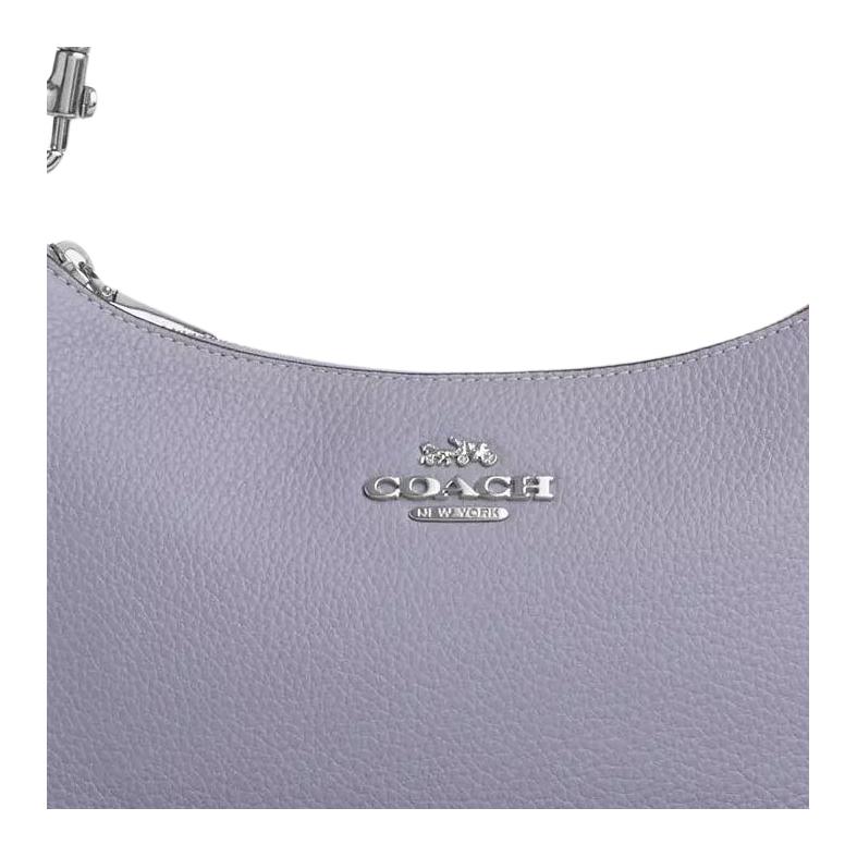 Coach Teri 24 Silver Hardware Multi-Functional Interior Pocket Pebbled Leather Shoulder Crossbody Tote Bag Medium Misty Purple CV934-SVM4