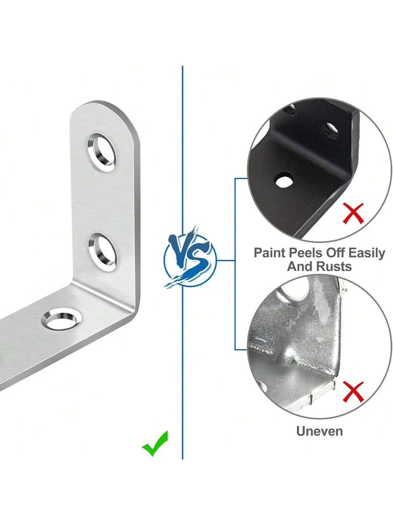 40/30pcs Stainless Steel L-Shaped Corner Brace Set with Screws for Wooden Shelves, Chairs, Vanities, Cabinets, Furniture Repair