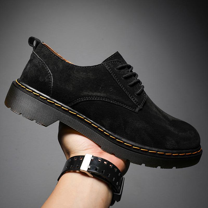 

Кожаная повседневная обувь большого размера в стиле милитари, модные туфли на низком ходу, замшевые матовые ботинки Мартин, мужские туфли на платформе с широким носком 38