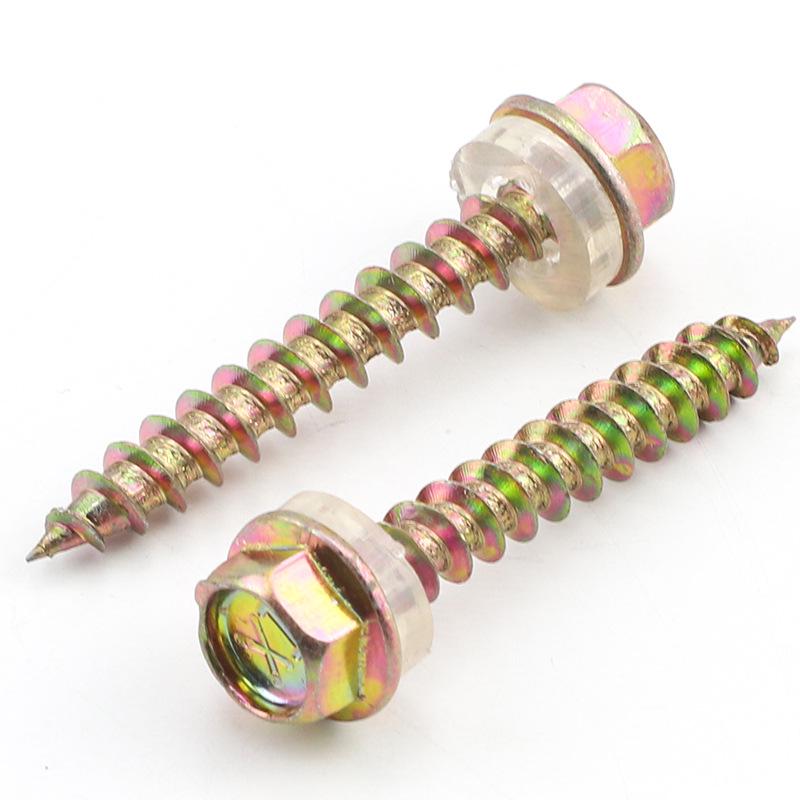Iron-Plated Zinc Hexagonal Self-Tapping Wood Screws, Furniture Flange Screws M5.5