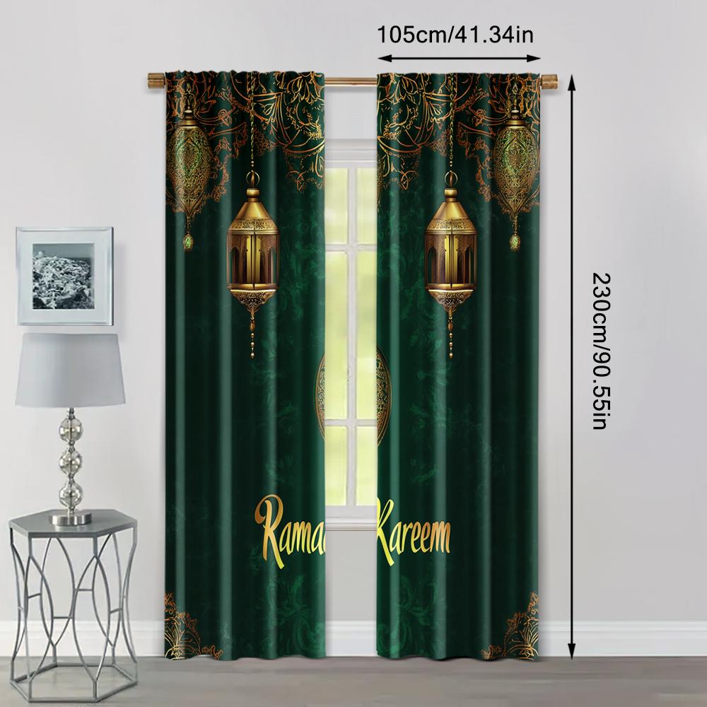 2pcs, Curtains Modern Ramadan Kareem Mandala Polyester Woven (without rod) Versatile All for Season Home Decor for Living Room &